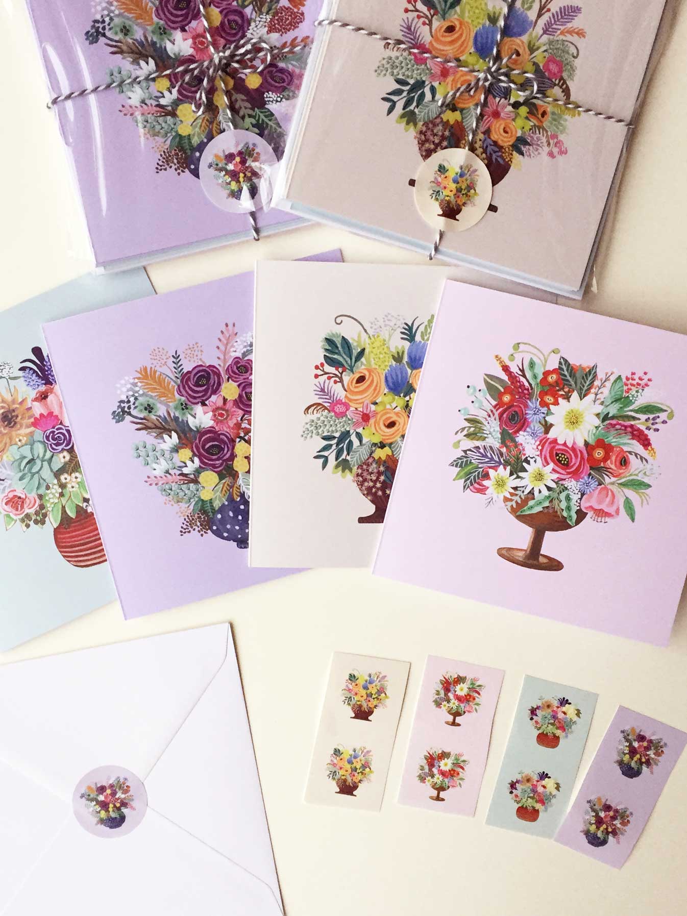 Vase Bouquet 8 Card Set
